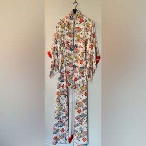 Floral Kimono with Multicolor Design / 61 inches long